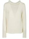 Dondup Pointelle-knit Wool Blend Sweater In White In White