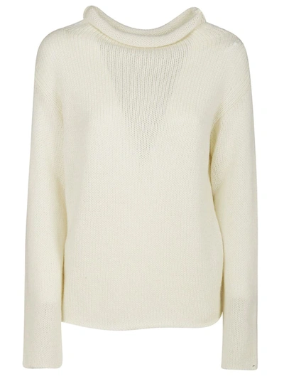 Dondup Pointelle-knit Wool Blend Sweater In White