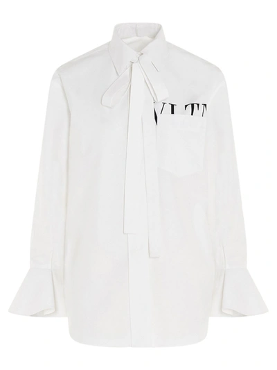 Valentino Vltn Logo Bow Shirt In White