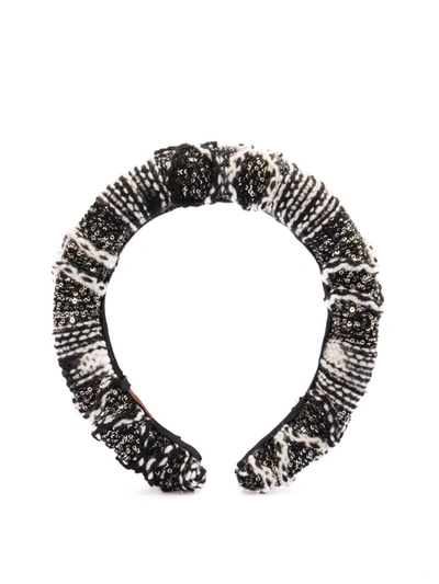 Missoni Knit And Sequins Headband In Black