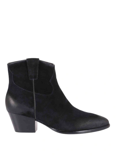Ash Houston 04 Texan Ankle Boots In Black Suede