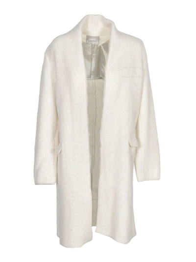 Laneus Single-breasted Coat In Ivory Color In White