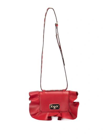 Red Valentino Rock Ruffles Shoulder Bag In Red