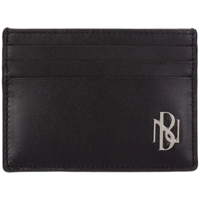 Neil Barrett Men's Genuine Leather Credit Card Case Holder Wallet Metal Monogram In Black