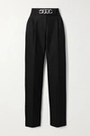 ALEXANDER WANG CHAIN-EMBELLISHED PLEATED WOOL-BLEND TWILL STRAIGHT-LEG trousers
