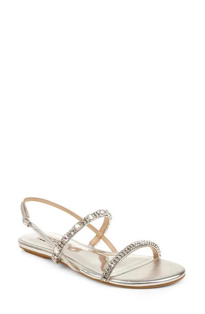 Badgley Mischka Collection Zandra Embellished Sandal In Silver Nappa Leather