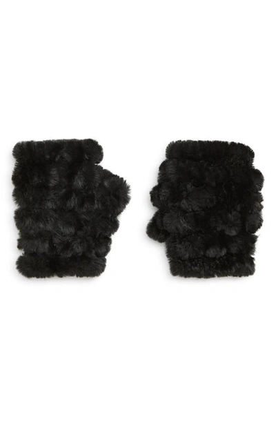 Jocelyn Mandy Faux Fur Fingerless Gloves In Black