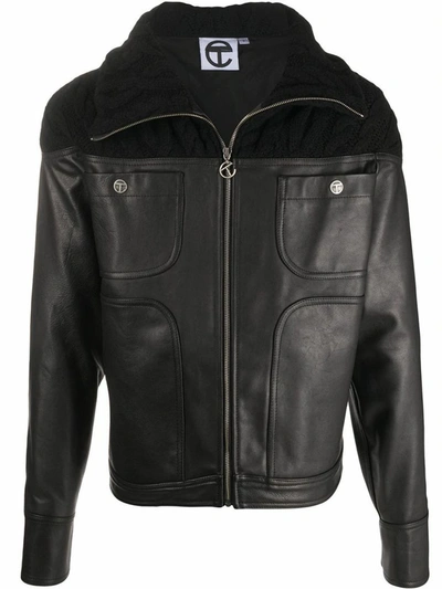 Telfar Women's Black Leather Outerwear Jacket