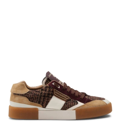 Dolce & Gabbana Miami Mixed-material Sneakers In Neutrals