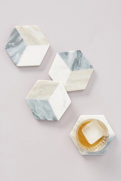 Anthropologie Geometric Marble Coasters, Set Of 4 By  In Assorted Size Set Of 4