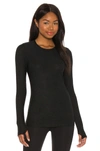 Beyond Yoga Featherweight Classic Crew Pullover Top In Darkest Night
