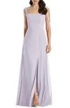 Dessy Collection Shoulder Tie Chiffon A-line Gown In Moondance