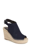 Kenneth Cole New York Women's Olivia Espadrille Peep-toe Wedges Women's Shoes In Navy Suede