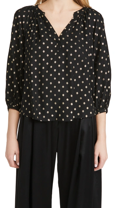 Velvet Maisee Polka-dot Blouse In Black