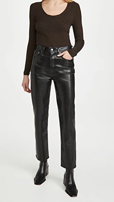 Agolde Recycled Leather Fitted '90s Pants In Black