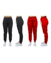 Galaxy By Harvic Women's Loose Fit Fleece Jogger Sweatpants, Pack Of 2 In Charcoal - Red