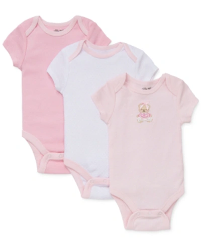 LITTLE ME BABY GIRLS SWEET BEAR BODYSUITS 3-PACK