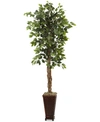 Nearly Natural 6.5' Ficus Artificial Tree In Decorative Planter In Green