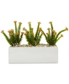 Nearly Natural Flowering Sedum Artificial Plants In Rectangular Planter In Green