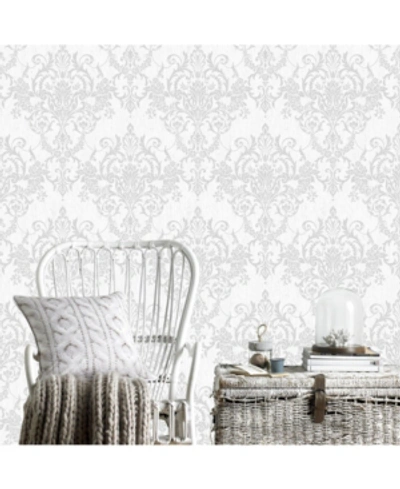 Graham & Brown Victorian Damask Wallpaper In Silver