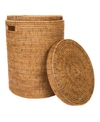 ARTIFACTS TRADING COMPANY ARTIFACTS RATTAN ROUND HAMPER WITH LID AND CLOTH LINER