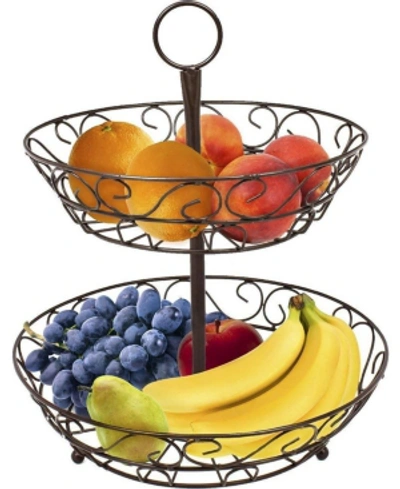 Sorbus 2 Tier Countertop Fruit Basket Holder Decorative Bowl Stand In Bronze