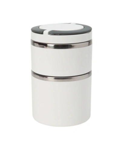 Kitchen Details 2 Tier Round Twist Stainless Steel Insulated Lunch Box In White