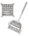 Macy's Men's Diamond Square Cluster Stud Earrings (1/4 Ct. T.w.) In Sterling Silver In White