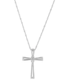 Macy's Diamond Accent Double Bar Cross Pendant In Sterling Silver Or 14k Gold-plated Sterling Silver In Silver