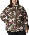 Columbia Plus Size Powder Lite Camouflage Quilted Puffer Jacket In Med Green