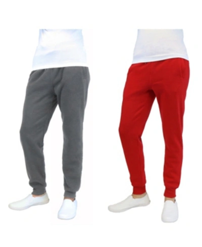 Galaxy By Harvic Men's 2-packs Slim-fit Fleece Jogger Sweatpants In Charcoal,red