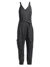 BRUNELLO CUCINELLI WOMEN'S GRISAILLE WOOL CARGO JUMPSUIT,0400011149784