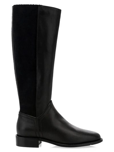 Aquatalia Women's Nia Knee-high Stretch-suede & Leather Boots In Black
