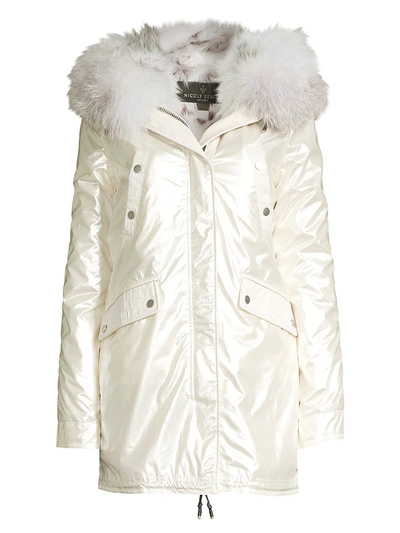 Nicole Benisti Belleville Fur Trim Parka In Pearl Lynx