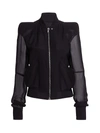 RICK OWENS WOMEN'S ZIONIC SHEER-SLEEVE SILK & WOOL BOMBER JACKET,0400011654176