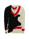 ALEXANDER MCQUEEN CABLE KNIT WOOL V-NECK PULLOVER,400013231098