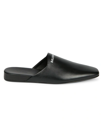 Balenciaga 10mm Cosy Leather Mules In Black