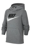Nike Kids' Big Boys Sportswear Club Fleece Pullover Hoodie In Carbon Heather/black