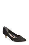 Nina Womens Rhinestone Slip-on Kitten Heels In Black Satin