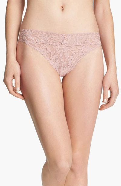 Hanky Panky Stretch Lace Traditional-rise Thong In Brown