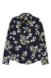 Halogenr Halogen Hidden Button Long Sleeve Blouse In Navy Manon Floral