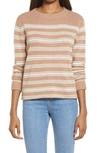 Reformation Cashmere Boyfriend Sweater In Camel Stripe