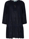 Melissa Odabash Ashley Lace-trimmed Broderie Anglaise Cotton Kaftan In Navy