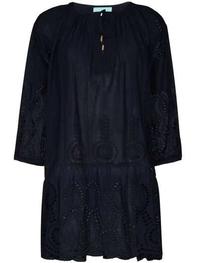Melissa Odabash Ashley Lace-trimmed Broderie Anglaise Cotton Kaftan In Blau