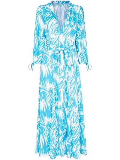 Melissa Odabash Gabby Brushstroke Print Wrap Dress In Blue