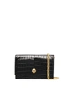 Alexander Mcqueen Mini Mock-croc Crossbody Bag With Small Skull In Black