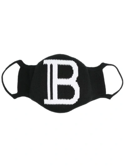 Balmain Logo针织口罩 In Black