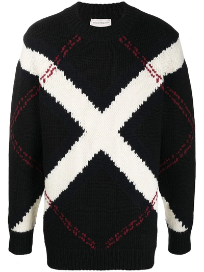 Alexander Mcqueen Wool And Cashmere Intarsia Sweater In Black