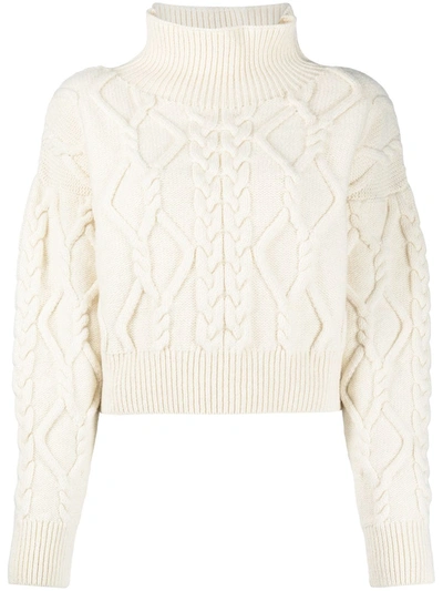 Ami Amalia Chunky Cable Knit Jumper In Neutrals