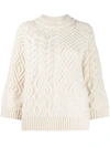 AMI AMALIA CABLE-KNIT STRUCTURED WOOL JUMPER